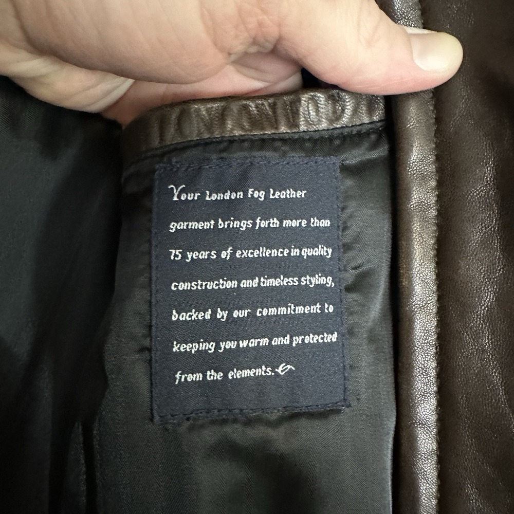 London Fog Brown Leather Zip-Front Jacket - Picture 8 of 8